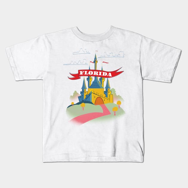 Florida Magical Castle Kids T-Shirt by nickemporium1